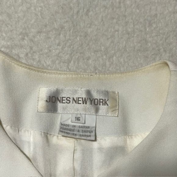 Jones New York Womens Off White Skirt Suit Set Long Sleeve Office Attire Sz 16 - Picture 7 of 14